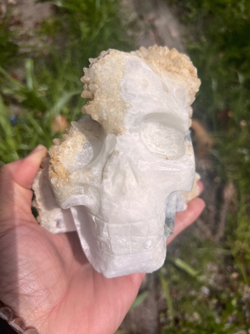 Quartz (3) skull carving |  crystal